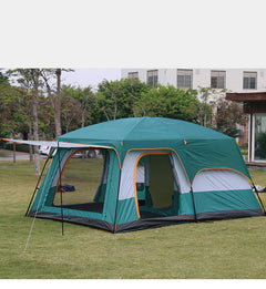Double-Layer Waterproof Camping Tent with Two Bedrooms