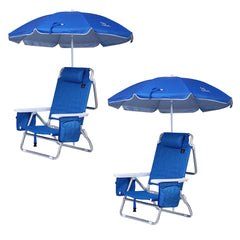 Nice C Backpack Beach Chair Sand Chair Beach Chairs for Adults Chair Beach with Cooler and Umbrella Cup Holder Outdoor Camping BBQ Travel Picnic (Two Blue)