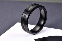 Black Tungsten Ring, Dual-Sided Matte Finish for Men