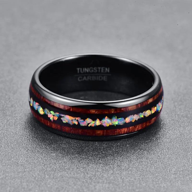 Black Tungsten Ring for Men - Shell Design