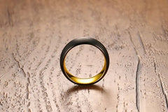 8MM Brushed Tungsten Ring for Men - Black and Gold