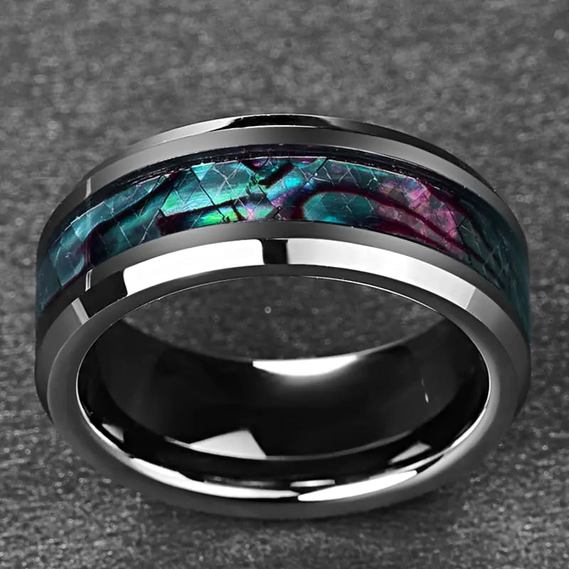Mother of Pearl Inlay Tungsten Wedding Ring