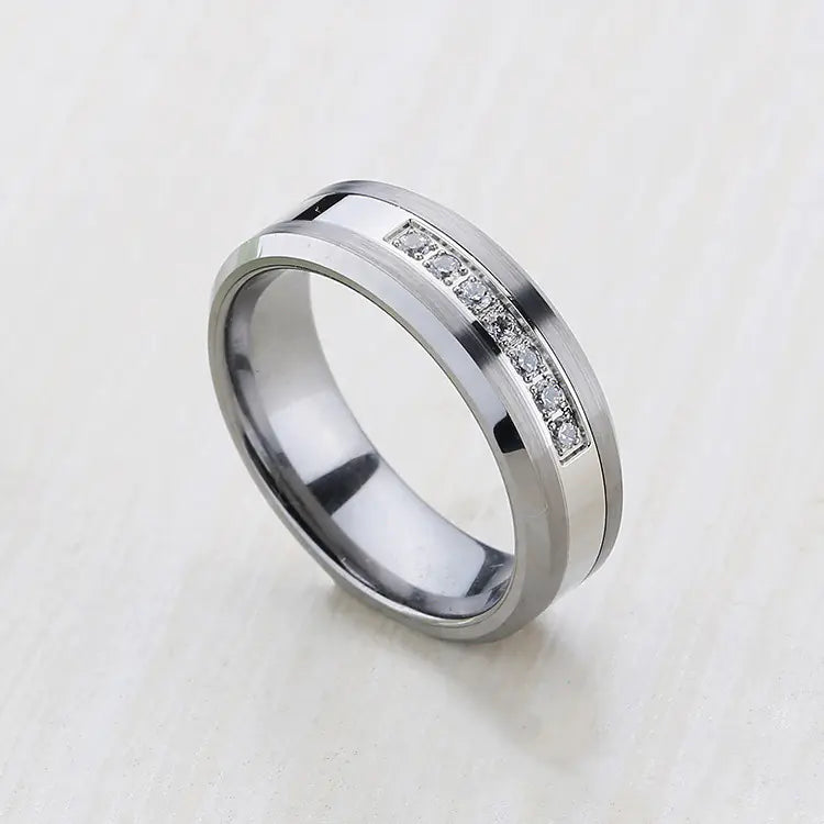 Stainless Steel and Tungsten Ring - European Style