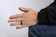 8MM Brushed Tungsten Ring for Men - Black and Gold
