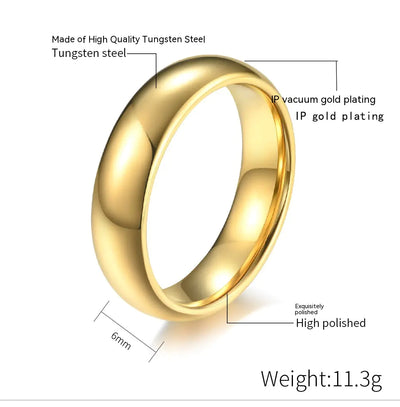 18K Gold Plated Tungsten Ring - Simple Unisex Design