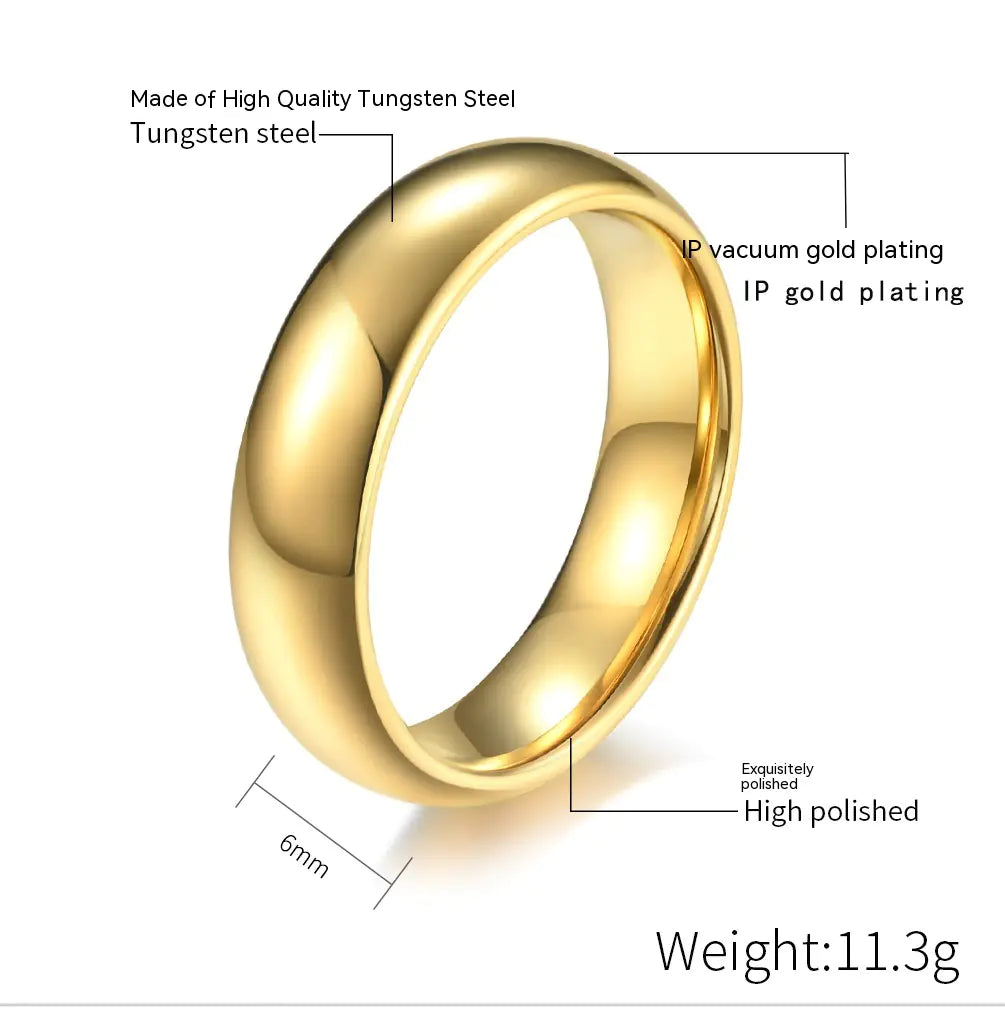 18K Gold Plated Tungsten Ring - Simple Unisex Design