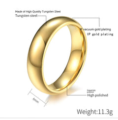 18K Gold Plated Tungsten Ring - Simple Unisex Design