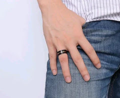 Tungsten Steel Ring, 8MM Men's Black Rose Ring