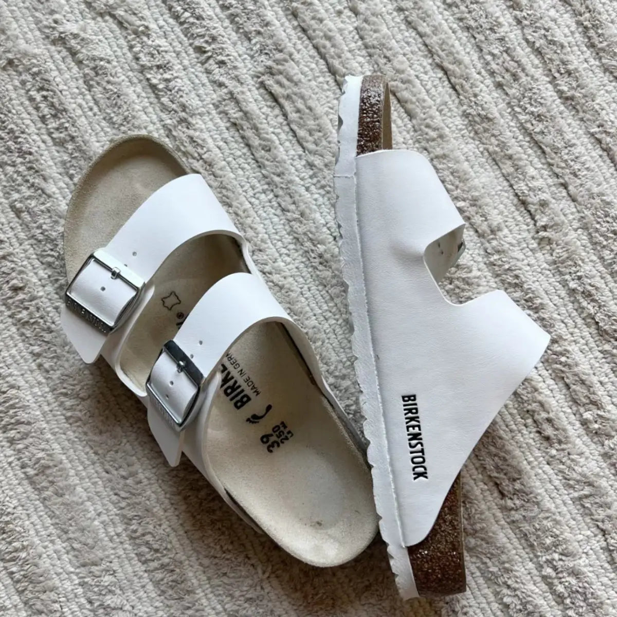 Casual Genuine Leather Cork Sole Slide-On Sandals