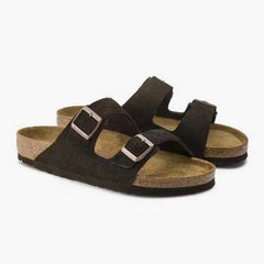 Casual Genuine Leather Cork Sole Slide-On Sandals