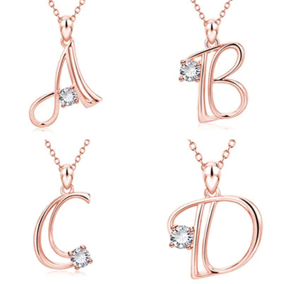 Initial Letter Necklace in 18k Gold with Zirconia