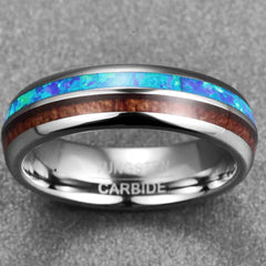 Men's Tungsten Ring with Carbonized Wood - Engagement Gift