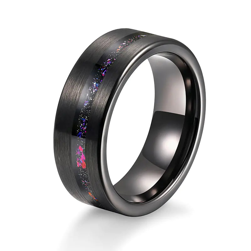 Galaxy Series Starry Sky Brushed Tungsten Ring for Men