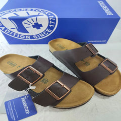 2024 Leather Double Buckle Cork Sole Sandals Unisex