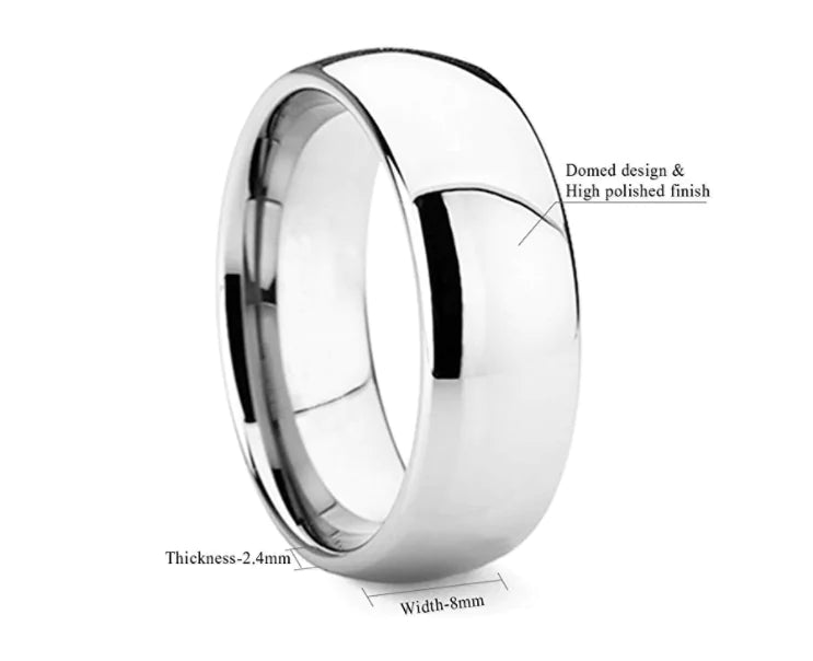 Polished Tungsten Ring for Men, Couple Matching Bands