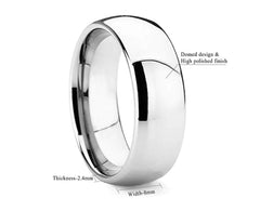 Polished Tungsten Ring for Men, Couple Matching Bands