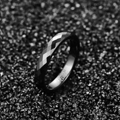 Wide Electroplated Black Tungsten Steel Ring