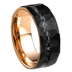 Men's Tungsten Steel Ring with Meteorite Inlay