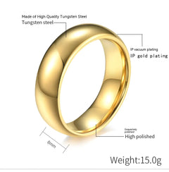 18K Gold Plated Tungsten Ring - Simple Unisex Design
