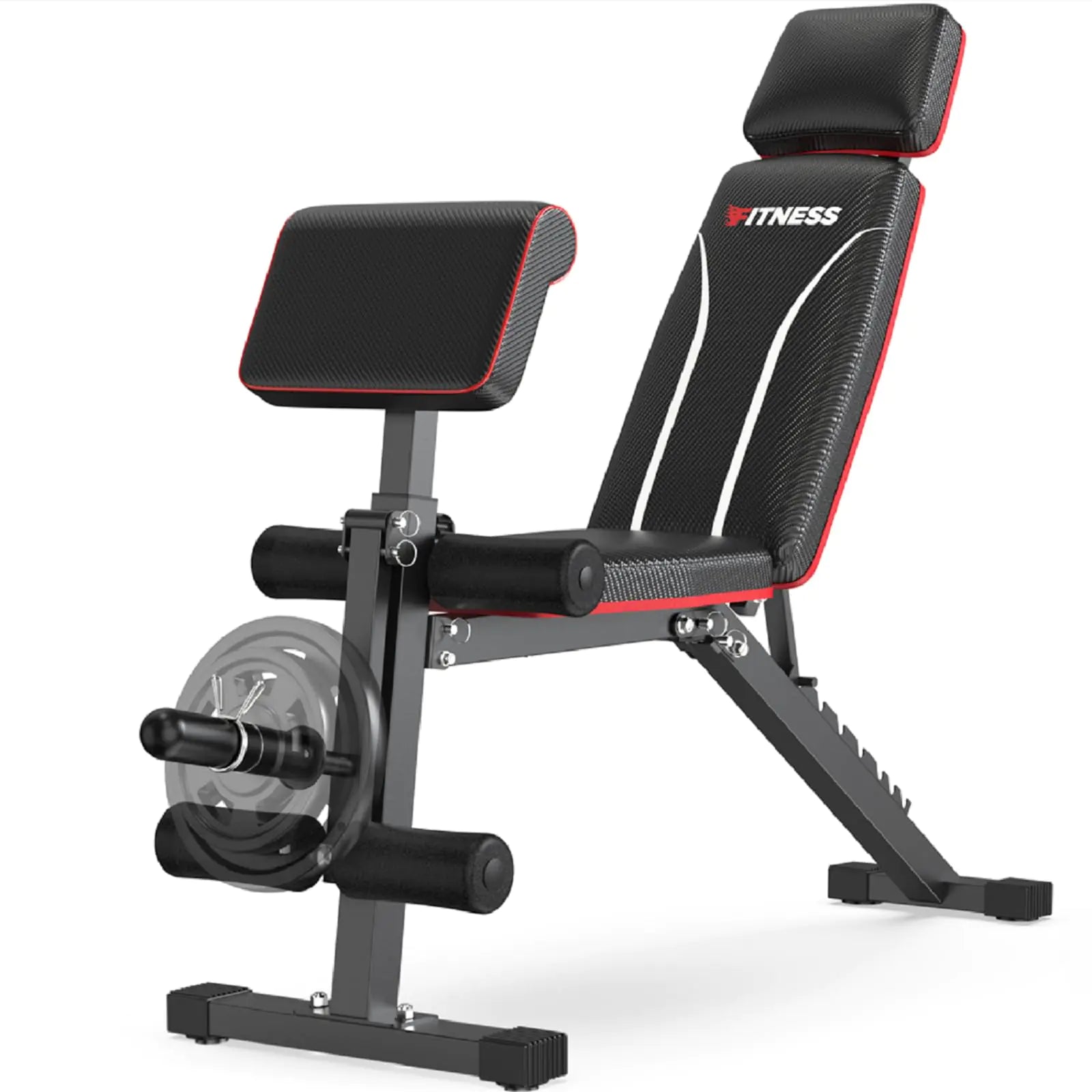 Deeliva Adjustable Weight Bench Press for Home Gym Workout Bench with Leg Extension Preacher Pad & Extended Headrest Foldable Flat Incline Decline Sit-up Bench for Full Body Strength Training