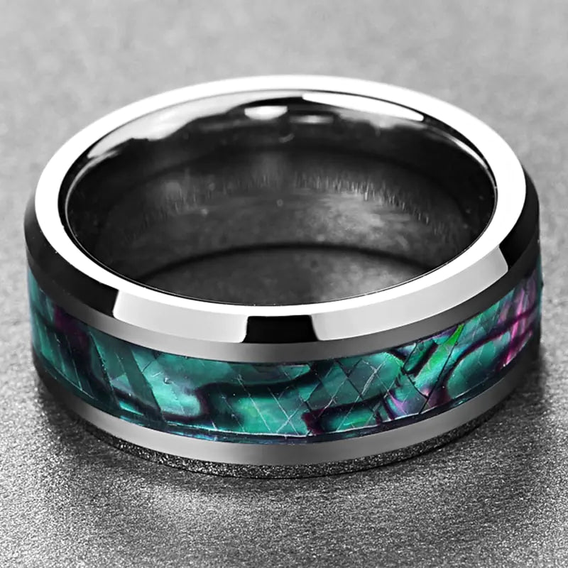 Mother of Pearl Inlay Tungsten Wedding Ring