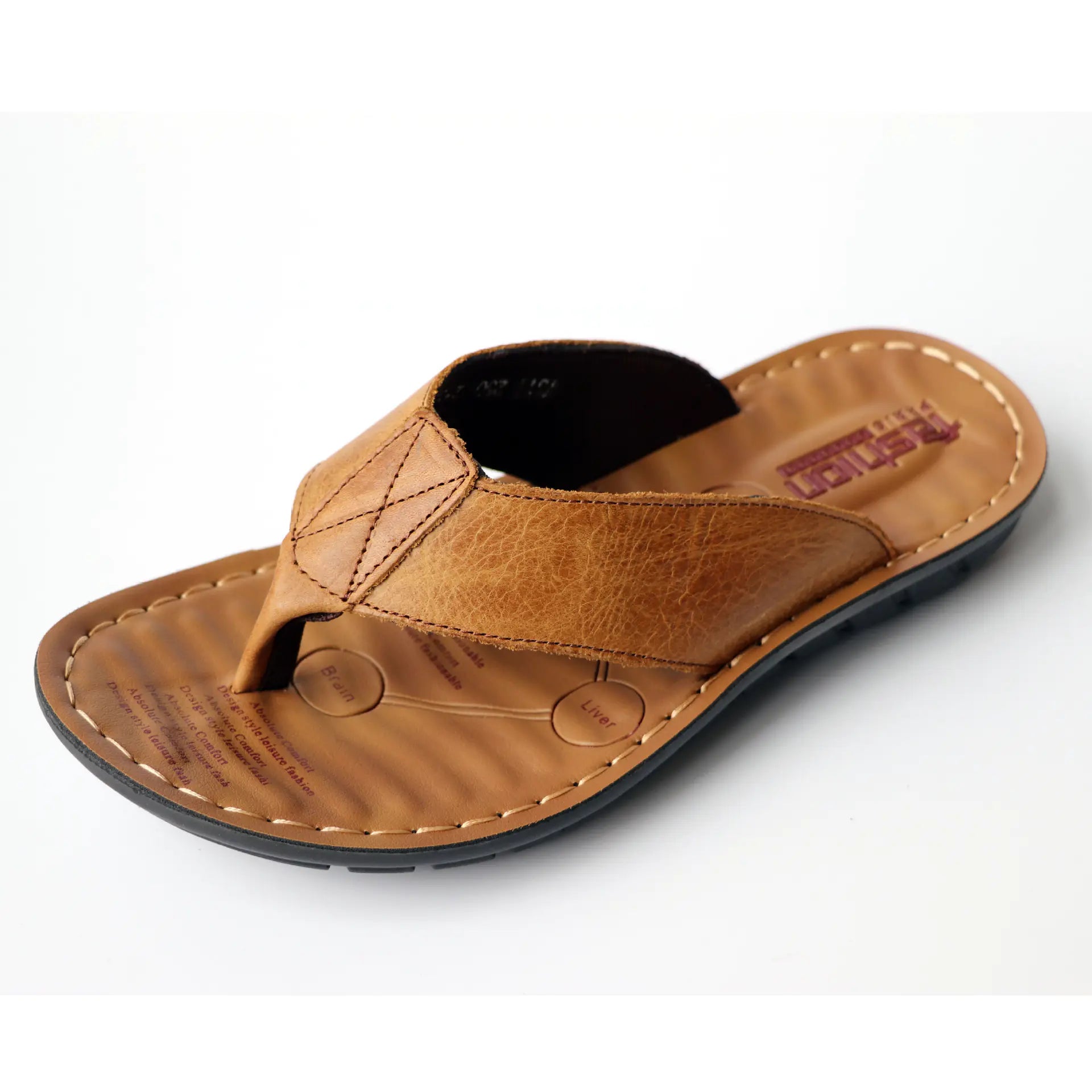 Men's Summer New Cowhide Flip Flops Sandals