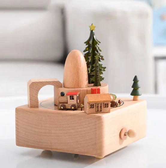 Rotating Wooden Music Box