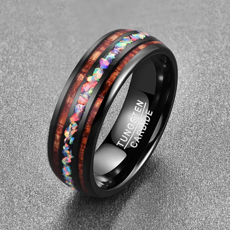 Black Tungsten Ring for Men - Shell Design