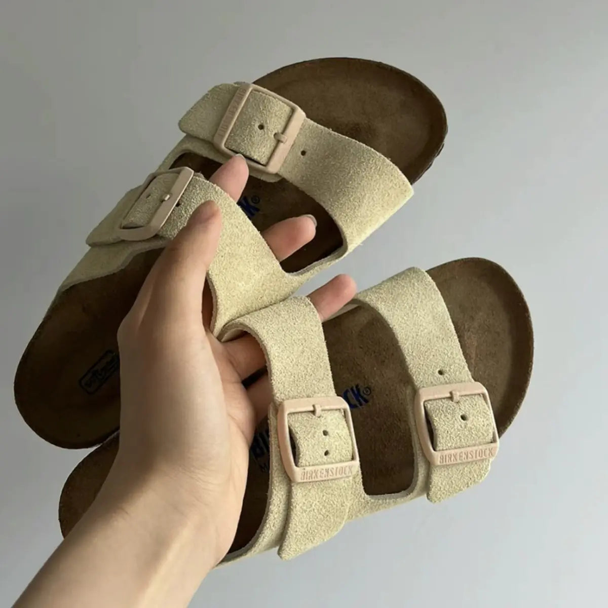 2024 Leather Double Buckle Cork Sole Sandals Unisex