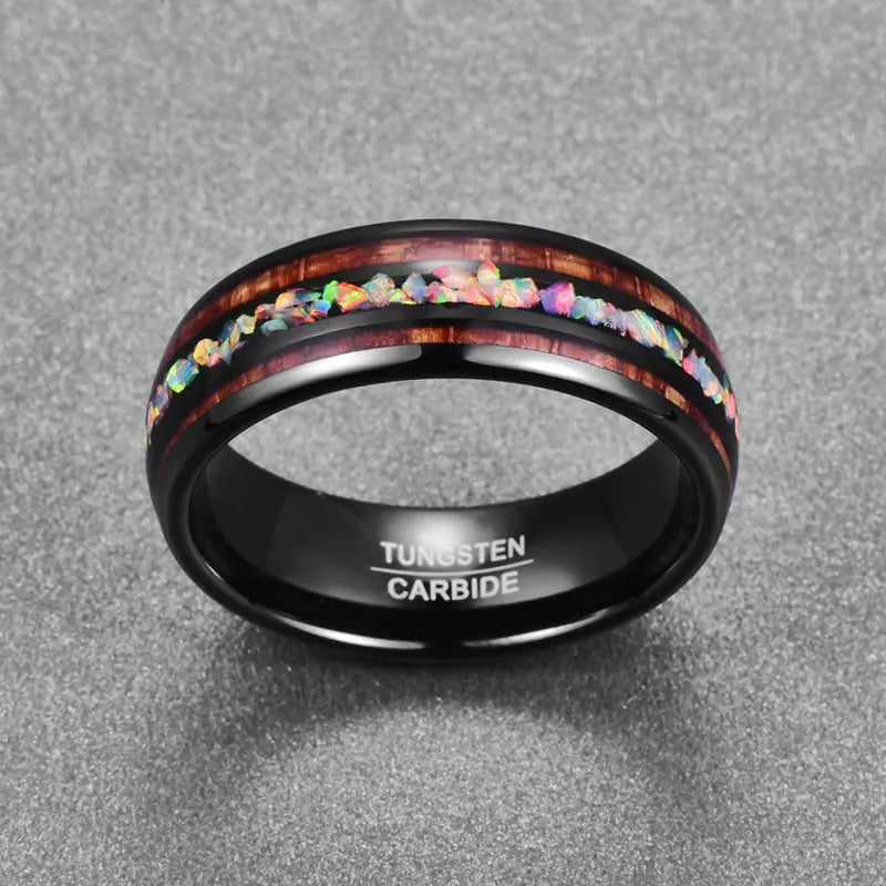 Black Tungsten Ring for Men - Shell Design