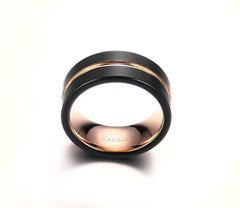 Tungsten Steel Ring, 8MM Men's Black Rose Ring