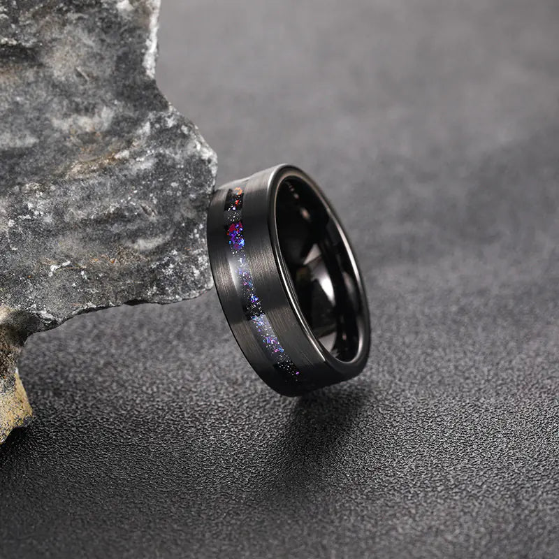 Galaxy Series Starry Sky Brushed Tungsten Ring for Men