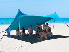 10'×10' Beach Tent Sun Shelter Windproof Stable Outdoor Pop Up Beach Shade UPF50+ Canopy for Camping Fishing Backyard Fun or Picnics 2 Poles