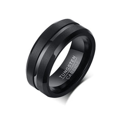 Black with Center DivideTungsten Steel Fashion Ring