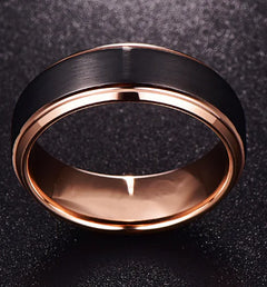 Double Groove Black Electroplated Tungsten Ring