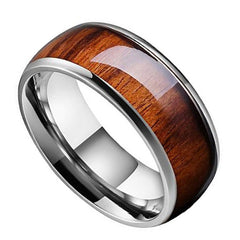 Fashion Tungsten Ring with Hawaiian Wood Inlay