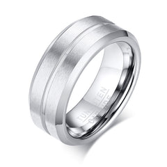Black with Center DivideTungsten Steel Fashion Ring