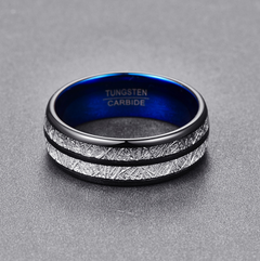 8mm Black Blue Tungsten Wedding Rings for Couples