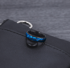 Tungsten Black & Blue Men's 8mm Wide Trimming Ring