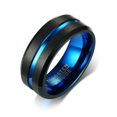 Black with Center DivideTungsten Steel Fashion Ring