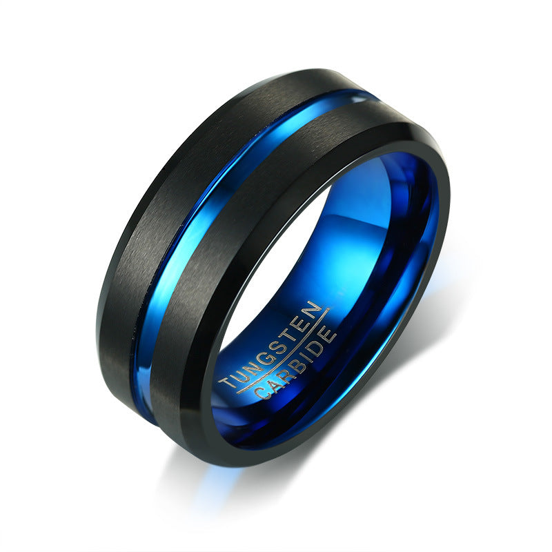 Black with Center DivideTungsten Steel Fashion Ring