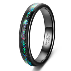 Turquoise Star Dust 4MM Wide Surface Tungsten Ring