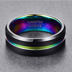 Tungsten Steel Colorful Rainbow Ring