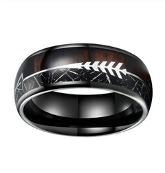 Men's Stainless Steel Wood Grain Ring Fashion Accessory