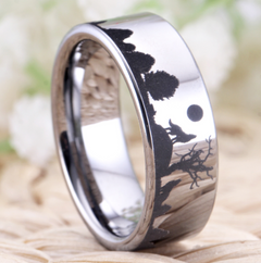 Wolf Design Women's Ring & Men's Wedding Band 8mm Tungsten