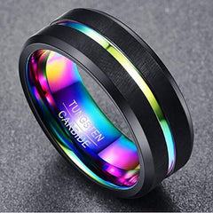Tungsten Steel Colorful Rainbow Ring
