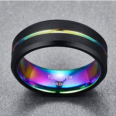 Tungsten Steel Colorful Rainbow Ring