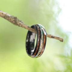 Men's Wide Black Curved Tungsten Steel Ring