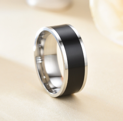 Black Tungsten Center w/ Silver Polished Rim