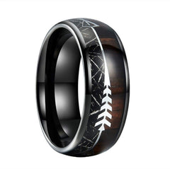 Men's Stainless Steel Wood Grain Ring Fashion Accessory